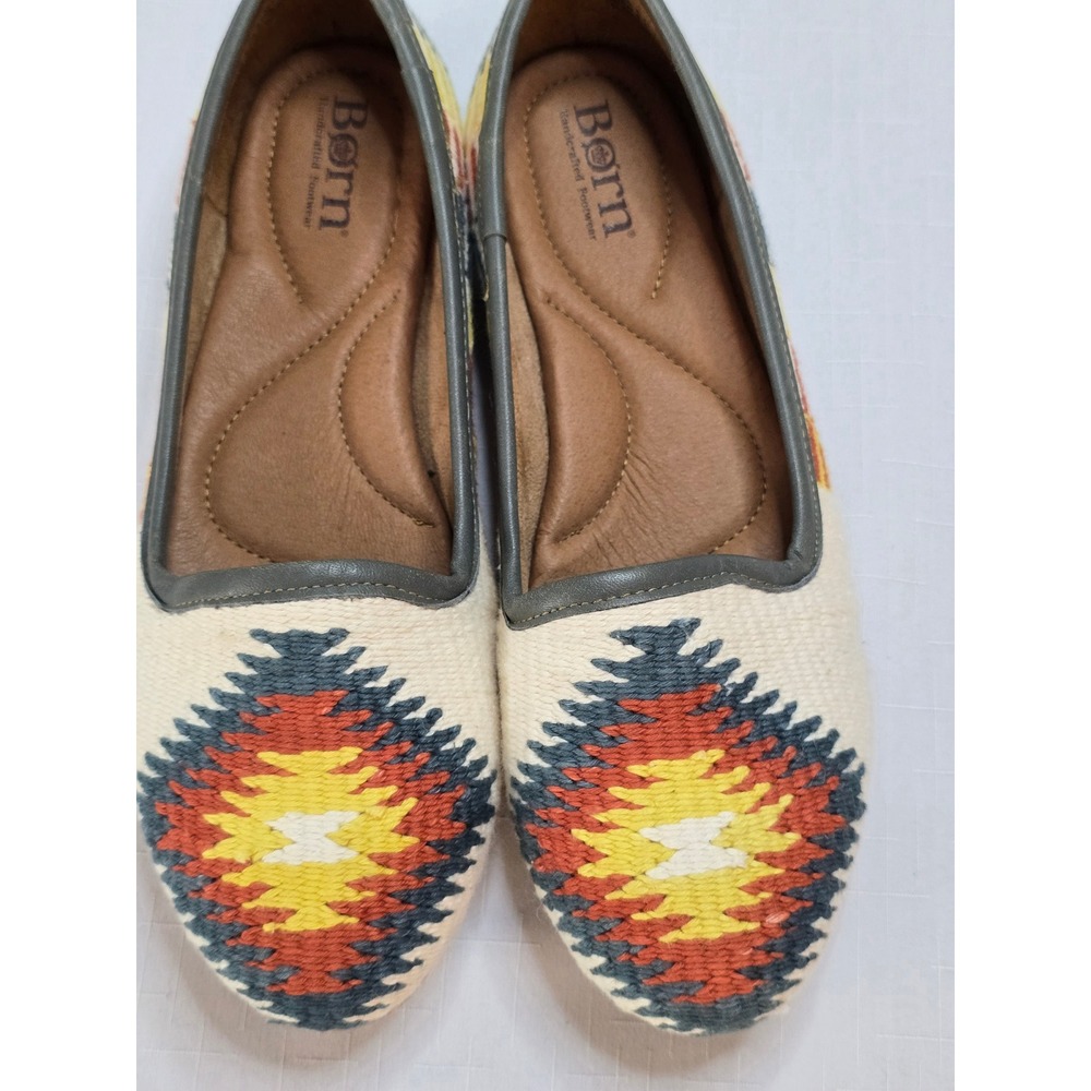 Born Women Southwest Woven Loafers Flats Cream Orange Blue Boho Size 9.5 41 - Picture 4 of 6